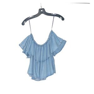 Zara Off the Shoulder Denim Crop Top